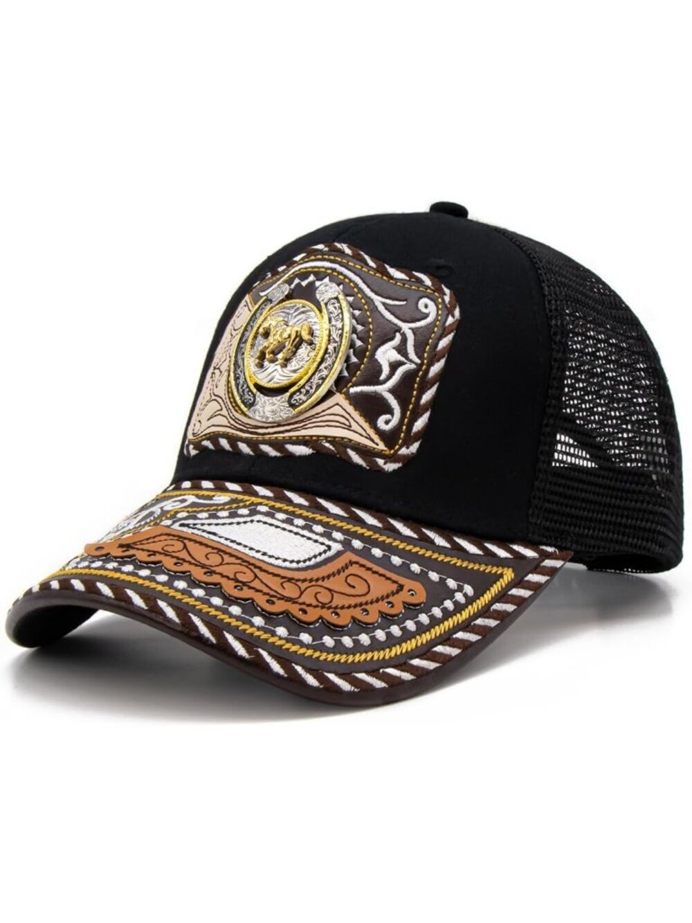 Unisex Black 4 Western Trucker Hat Vintage Cowboy Country Cute Baseball Cap